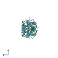 PDB entry 2thi coloured by chain, side view.