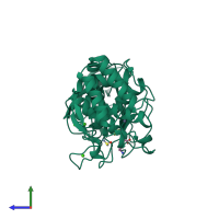 PDB entry 2tlx coloured by chain, side view.