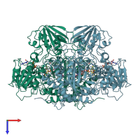 PDB entry 2tmd coloured by chain, top view.