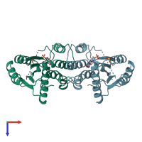 PDB entry 2tmk coloured by chain, top view.