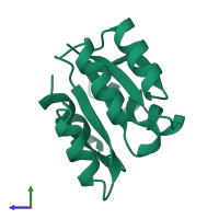 PDB entry 2tmy coloured by chain, side view.