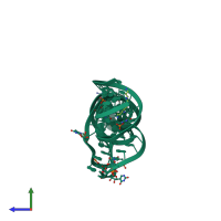 PDB entry 2tra coloured by chain, side view.