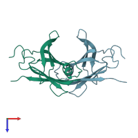 PDB entry 2trh coloured by chain, top view.