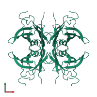 Transthyretin in PDB entry 2trh, assembly 1, front view.