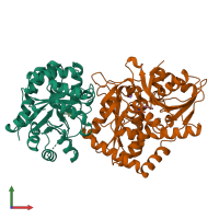 PDB entry 2trs coloured by chain, front view.