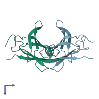 PDB entry 2try coloured by chain, top view.