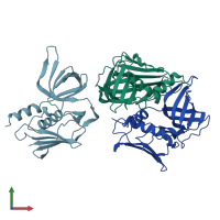 PDB entry 2tss coloured by chain, front view.