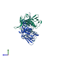 PDB entry 2tss coloured by chain, side view.