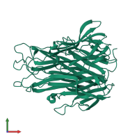 Homo trimeric assembly 3 of PDB entry 2tun coloured by chemically distinct molecules, front view.