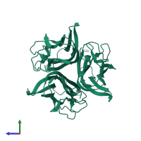 Tumor necrosis factor, soluble form in PDB entry 2tun, assembly 2, side view.
