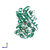 PDB entry 2uag coloured by chain, side view.