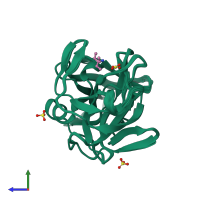 PDB entry 2ull coloured by chain, ensemble of 16 models, side view.
