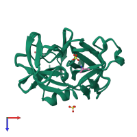 PDB entry 2ull coloured by chain, ensemble of 16 models, top view.