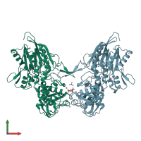 PDB entry 2ush coloured by chain, front view.