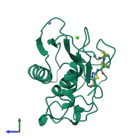 PDB entry 2usn coloured by chain, side view.