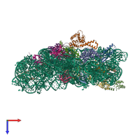 PDB entry 2uub coloured by chain, top view.