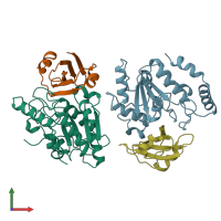 PDB entry 2uug coloured by chain, front view.