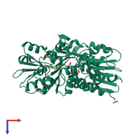 PDB entry 2uup coloured by chain, top view.