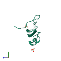 PDB entry 2uux coloured by chain, side view.