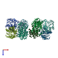 PDB entry 2uvd coloured by chain, top view.