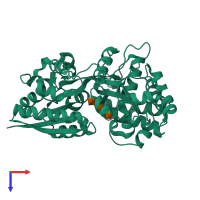 PDB entry 2uvj coloured by chain, top view.