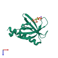 PDB entry 2uvm coloured by chain, top view.