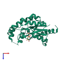 PDB entry 2uvq coloured by chain, top view.