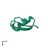PDB entry 2uvs coloured by chain, ensemble of 20 models, top view.