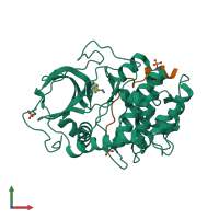 PDB entry 2uvy coloured by chain, front view.