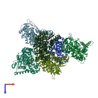 PDB entry 2uwh coloured by chain, top view.