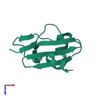 PDB entry 2uwr coloured by chain, top view.