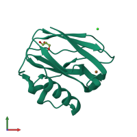 PDB entry 2ux6 coloured by chain, front view.