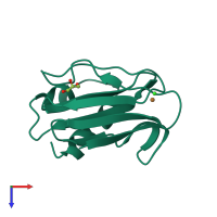 PDB entry 2ux6 coloured by chain, top view.