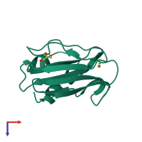 PDB entry 2ux7 coloured by chain, top view.