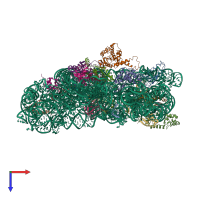 PDB entry 2uxd coloured by chain, top view.