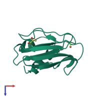 PDB entry 2uxf coloured by chain, top view.