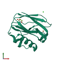 PDB entry 2uxg coloured by chain, front view.