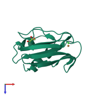PDB entry 2uxg coloured by chain, top view.