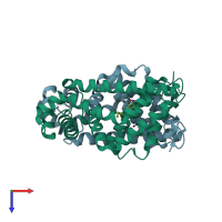 PDB entry 2uxp coloured by chain, top view.
