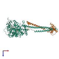 PDB entry 2uxx coloured by chain, top view.