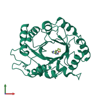 PDB entry 2uy5 coloured by chain, front view.