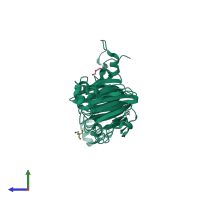 PDB entry 2uya coloured by chain, side view.
