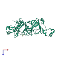 PDB entry 2uya coloured by chain, top view.