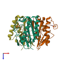 PDB entry 2uyn coloured by chain, top view.