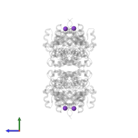 POTASSIUM ION in PDB entry 2uyy, assembly 1, side view.