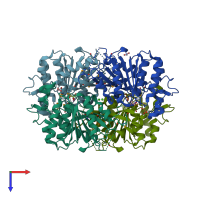 PDB entry 2uz0 coloured by chain, top view.