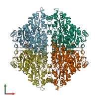 PDB entry 2uz1 coloured by chain, front view.