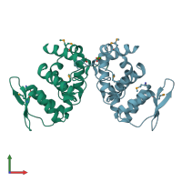 PDB entry 2uz8 coloured by chain, front view.