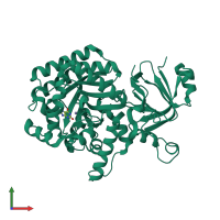 PDB entry 2uz9 coloured by chain, front view.