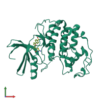 PDB entry 2uzn coloured by chain, front view.